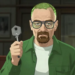 Walter white breaking bad, anime key visual, pixiv, anime