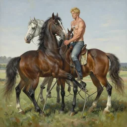horses entangled by jenny saville and artgerm