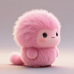 high quality 3 d render hyperrealistic very cute small tardigrade, plush mascot, short spiky dense fluffy smooth hair, photo from the side, pink fluffy fur, 1 5 0 mm, beautiful natural soft light, rim light, vray, smooth background, artstation, ultra detailed
