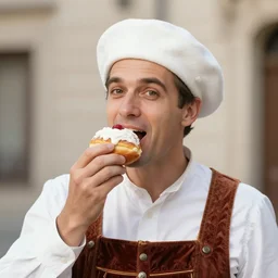 a man in a viennetta costume eating a viennetta