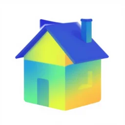 geometric art of a house, made entirely from gradients, colorful, vector graphics