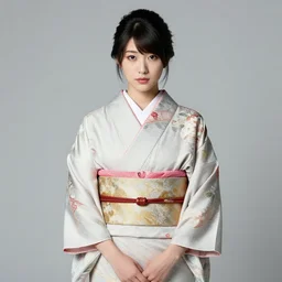 Japanese Sarah Silverstein wearing kimono, realistic, photo studio, HDR, 8k, trending on artstation