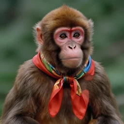 Monkey wearing a silk scarf, still from a 90s movie