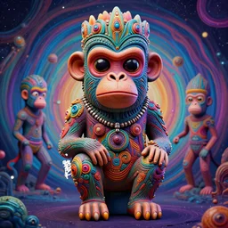 a surreal portrait statue of a psychedelic tiki monkey god figure by naoto hattori, android jones, and chris dyer, deep bold colors, galactic dmt entity, depth of field, intricate beautiful painting, billions of details, octane render, portal, 8 k, detailed vector, trending on artstation, cgisociety, wow!!!!!!