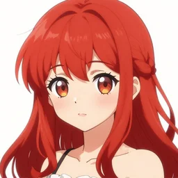 A cute anime girl with red hair in the style of Sam Does Art.