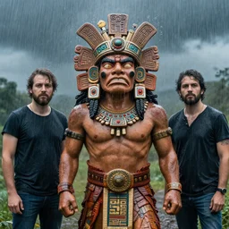 portrait of tlaloc the aztec god of rain and thunder, by bogdan rezunenko and denys tsiperko and tom bagshaw