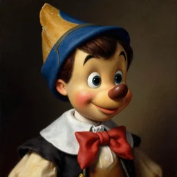 highly detailed portrait of disney pinocchio by rembrandt, high contrast, rembrandt lighting