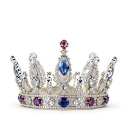 A crystal crown, white background, colorful, detailed