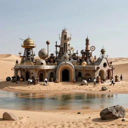 reclaimed by nature by shigeru ban, water scumm bar cosmic desert dieselpunk steampunk otherworldly, archdaily, wallpaper, highly detailed, trending on artstation.