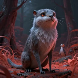 indestructible loris, art by eva widermann and david a. cherry, trending on artstation, dark atmospheric lighting low angle view unreal engine 5, crayon art, infrared, fantasy artist, pixar