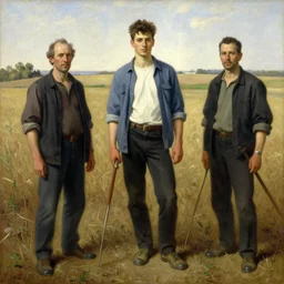 Solomon Joseph Solomon and Richard Schmid and Jeremy Lipking painting full length portrait painting of a young man going to work in the field