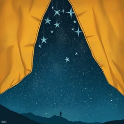 album cover art for hanging tarp showing stars by akihiko yoshida