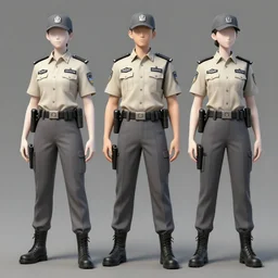 pale skin security officers beige uniform % gray pants trending on artstation high detail digital painting