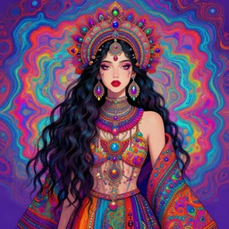 absurdly beautiful, fashionable young woman, fourth dimension, psychedellic, ayahausca, tryptamine, hyperdetailed illustration by irakli nadar and alexandre ferra, intricate linework, unreal engine 5 highly rendered, global illumination, radiant light, detailed and intricate environment