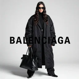 photoshoot with female model  in the new balenciaga campaign, photorealistic, sharp, 4k, fashion shooting, ultra high quality shooting, cinematic lightning,