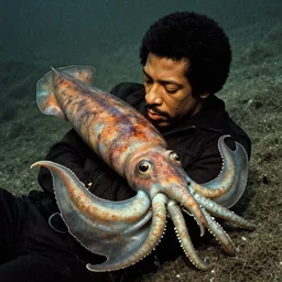 john coltrane snuggling a giant squid
