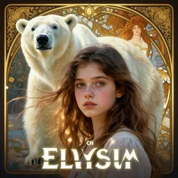 young girl, a polar bear in the background, art of elysium by jeremy mann and alphonse mucha, fantasy art, photo realistic, dynamic lighting, artstation, poster, volumetric lighting, very detailed face, 8 k, award winning