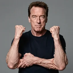 arnold schwarzenegger with tiny shriveled arms