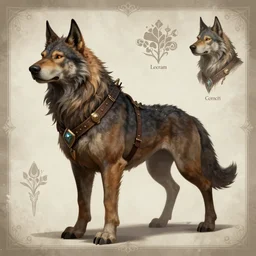 a fantasy worg character mount design sheet, trending on artstation
