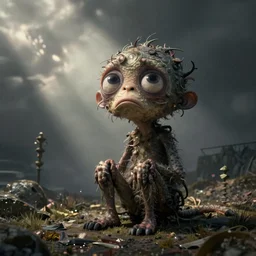 surreal potrait of an anxious creature