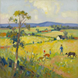 an expressive painting of a lively landscape in the country by Ross Tran
