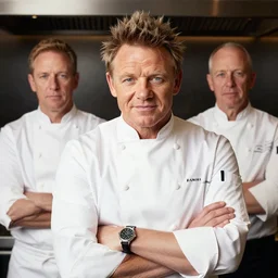 portrait of chef! gordon ramsay! three rams