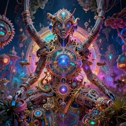 dmt trip to another dimension, highly detailed, bright tones