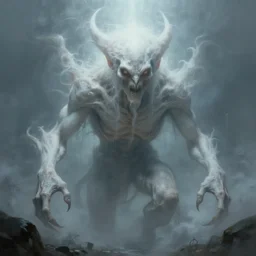 an immense beautiful terrifying pale cyclops. ethereal horror art by greg rutkowski.