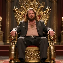 hank hill sitting on a throne of propane, beautiful, ornate, 8 k, movie still
