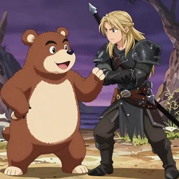Freddy Fazbear, anime battle, with Geralt of rivia