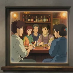 seen through a window, tokyo bar, detailed, cory loftis, james gilleard, atey ghailan, makoto shinkai, goro fujita, studio ghibli, rim light, exquisite lighting, clear focus, very coherent, plain background, soft painting