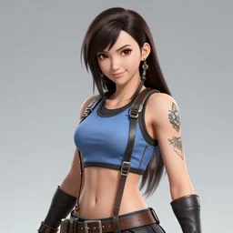 high quality art of tifa lockhart with tattoos, smiling, trending on artstation