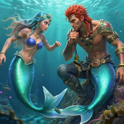 2 1 savage and fellow rappers hunting a mermaid in sea of thieves, high detail, elegant, digital painting, cinematic lighting, vibrant, intricate, textured skin, highly detailed, artstation, sharp, focus, hdr, unreal engine 5, breathtaking ilya kuvshinov, nikolay makovsky