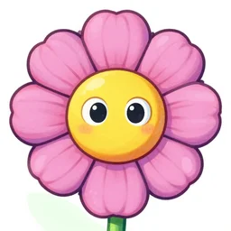 flower monster head, detailed, cartoon illustration