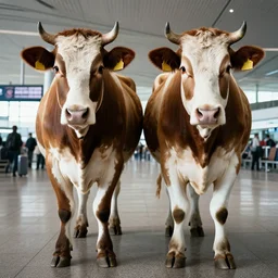 two human skin dairy cows standing on two feet at the airport trending flickr noir detailed portrait