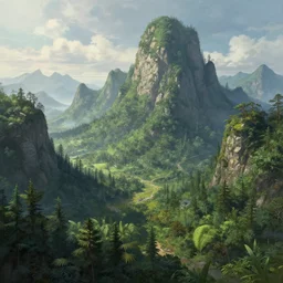 an alien world landscape mountains Forest, art station, landscape, concept art, illustration, highly detailed artwork cinematic, hyper realistic painting
