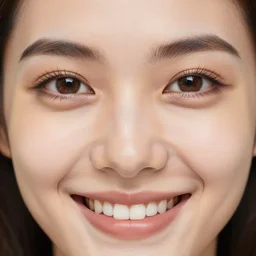 a pretty smile. head shot. photography. sharp focus. pixel perfect. highly detailed. detailed eyes
