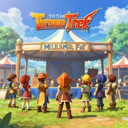 Screenshot of the Millenial Fair from the 2023 Chrono Trigger remake, unreal engine, cgsociety, hd, 4k, highly detailed