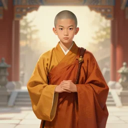 chinese boy monk digital art