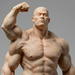 high resolution close up portrait head photo of skinny sculpture made of obese multiple muscles arms fat skin morphed muscular body torso muscle biceps triceps, morphing different muscles bodies strong strongest muscles merged with muscular body