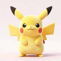 full length portrait of cute plush pikachu in pastel colors