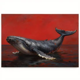 a painting of a beached whale rotting under the harsh burn of a red sky, in the style of henry fuseli