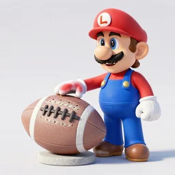 luigi presenting mario a football made of stone
