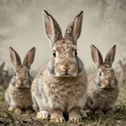 centered detailed portrait rabbits from watership down, art by jean giraud and moebius, grimy texture, realistic, expressive emotions, ink illustration