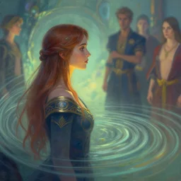 side portrait, imogen poots, paladin, gloomhaven, fantasy, swirly ripples, art nouveau colors, depth of field, soft, luminescent, organic matte painting, depth of field, by greg manchess, huang guangjian, greg rutkowski, jesper ejsing, magali villeneuve, artgerm, ilya kuvshinov