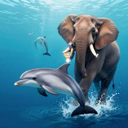 a dolphin merged with an elephant, photomorph artwork