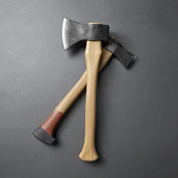 an axe on the floor top view, u deal engine render