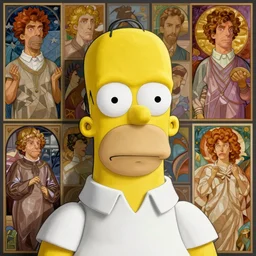 concept art by artgerm, amazingly dense distance portrait of a hyper realistic, frowning, sad homer simpson by greg rutkowski, artgerm, alphonse mucha, concept art, octane render, highly detailed, high quality, 8 k, soft lighting, path traced, and uang guangjian and gil elvgren, symmetry!!