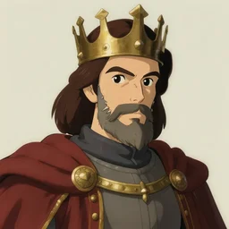 portrait of a medieval old king arthur, dark eyes, artstation, elegant, highly detailed, digital painting, concept art, smooth, sharp focus, illustration, cartoon by studio ghibli, makoto shinkai, don bluth, fujita goro, jean giraud, atey ghailan, akihiko yoshida, tom whalen 8 k