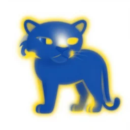 blue and yellow icon of a cougar